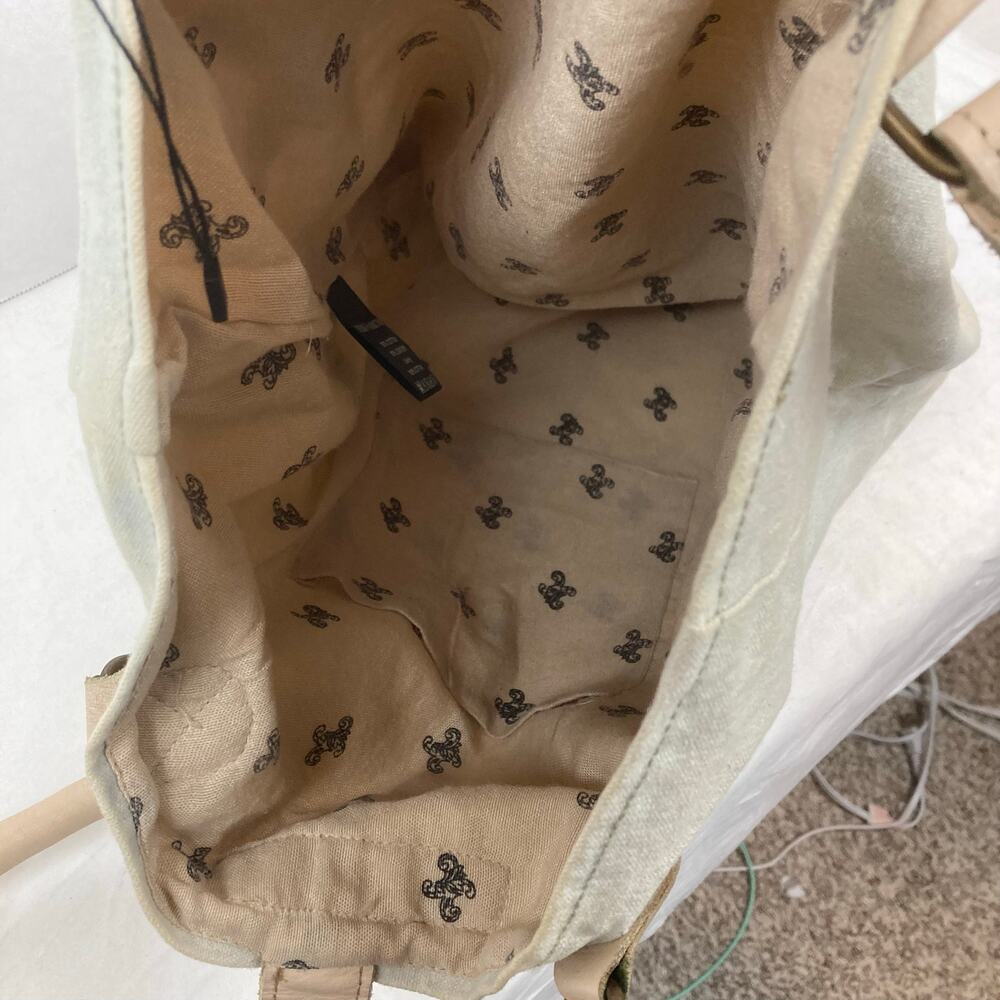 Vintage Addiction Canvas Tote Bag Cream Pink Leather Accent Beach Bus Camper Van - Picture 11 of 16